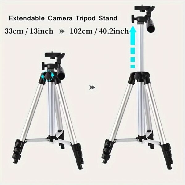 TGVI'S Z005 Expandable Aluminum Alloy Camera Tripod with Smartphone Mount, Pan Head, Compatible with Canon, Sony, Nikon, Panasonic, iPhone for Photography, Selfies, Live Streaming, Video Recording - Image 7