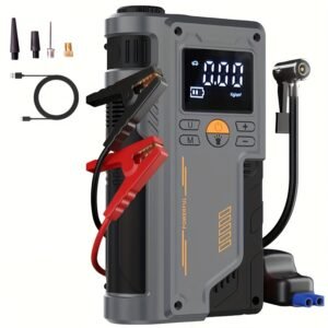 TENGQU Semi-Automatic Car Jump Starter with Portable Air Compressor, Multi-Function Tire Inflator, PVC Material, Non-Waterproof, USB Charging, Operating Voltage ≤36V, 2500A Peak for 12V Vehicles, 8L Gas/6.5L Diesel Engine - Christmas Festival Gift