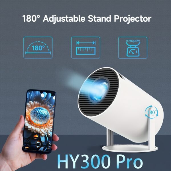 TUOGTCI Portable HY300 Outdoor Projector for Android 11.0 200ANSI WiFi6 Dual Wifi H713 Chip HD 1280*720P Wireless 5.0 Support 4K Hard Decoding Playback HD Video Home Theater Merry Christmas Gift, Best for Christmas - Image 7