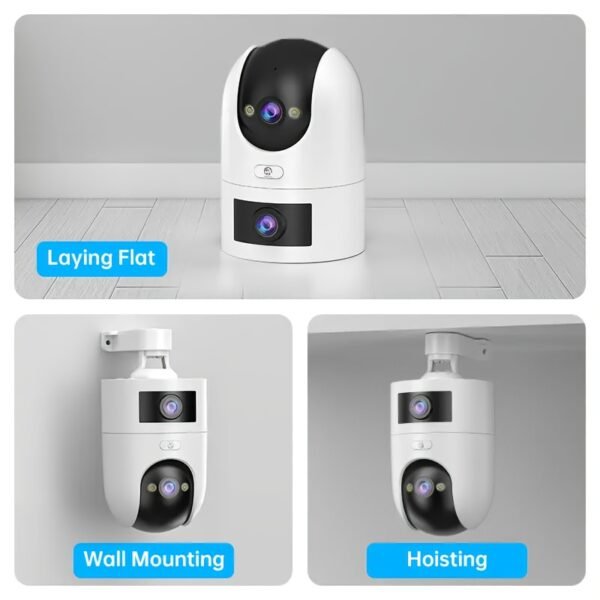 Easy to install ultra HD wireless outdoor surveillance camera, dual lens dual screen, ultra HD color night vision, outdoor waterproof and rain, application control, motion detection, two-way audio, no battery, support 5G network WiFi - Image 4