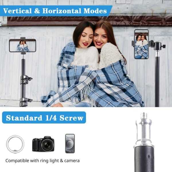 160.02 Cm Mobile Phone Holder Tripod With Phone Clip, Expandable Metal Bracket, Portable Outdoor Shooting Tool, Outdoor Live Streaming Photography Tripod - Image 3