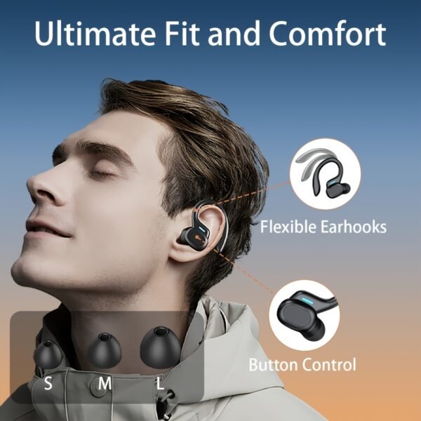 Sleek Red Wireless Earbuds with Noise Cancellation, LED Power Display, Crystal-Clear Bass - USB Rechargeable In-Ear Headphones for Fitness & Home Use, Earbuds Wireless - Image 8