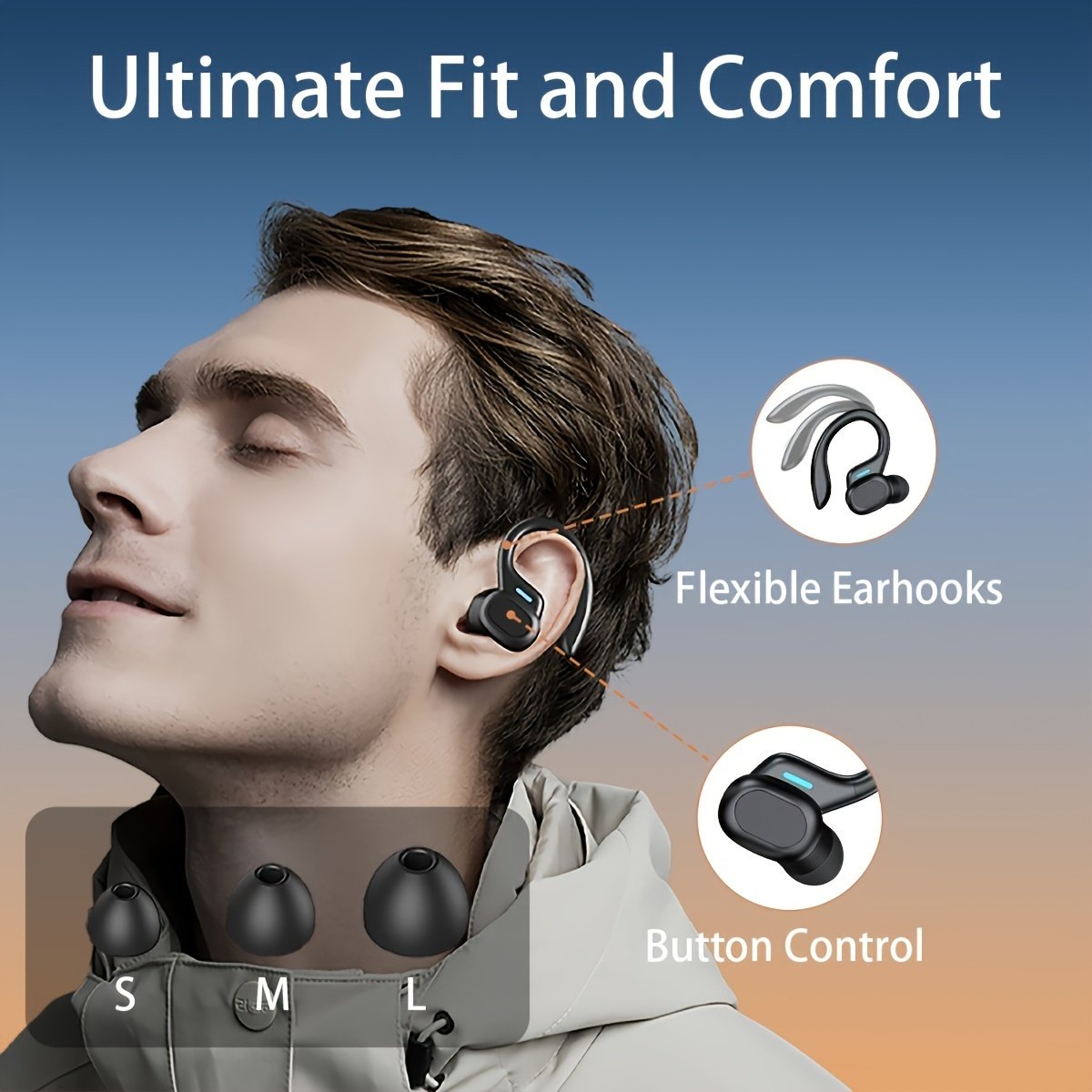 Sleek Red Wireless Earbuds with Noise Cancellation, LED Power Display, Crystal-Clear Bass - USB Rechargeable In-Ear Headphones for Fitness & Home Use, Earbuds Wireless - Image 8