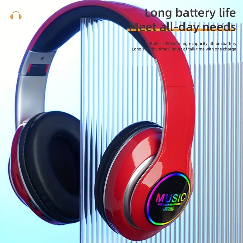 Wireless earphones, multi-color LED lights, comfortable foldable earphones, for tablet/PC/phone/birthday/Christmas/travel gifts. Popular wireless earphones, head mounted wireless earphones, and foldable earbuds. - Image 6