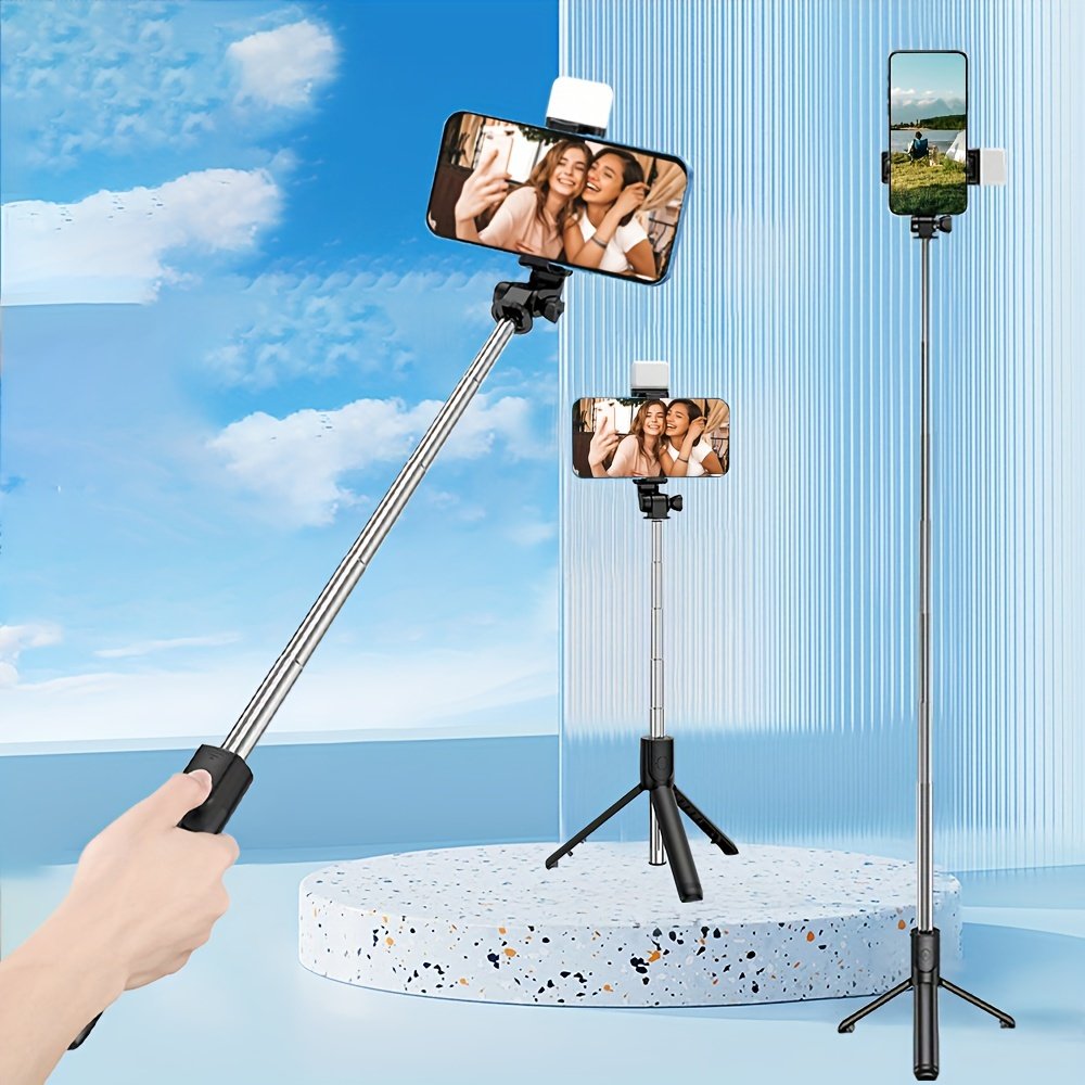 Portable Selfie Stick with LED Fill Light & Remote - Rechargeable Battery, USB Powered, Wireless Enabled for Easy Photography and Video Recording, Selfie Stick for Phone - Image 8