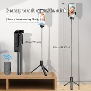 Selfie Stick with 360° Rotation: Mini Travel Portable, Wireless Remote Control, Stable Video Recording, and Design
