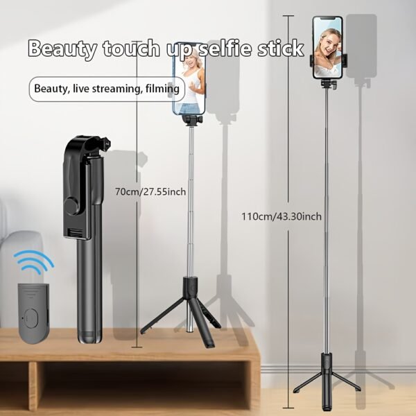 Selfie Stick with 360° Rotation: Mini Travel Portable, Wireless Remote Control, Stable Video Recording, and Design
