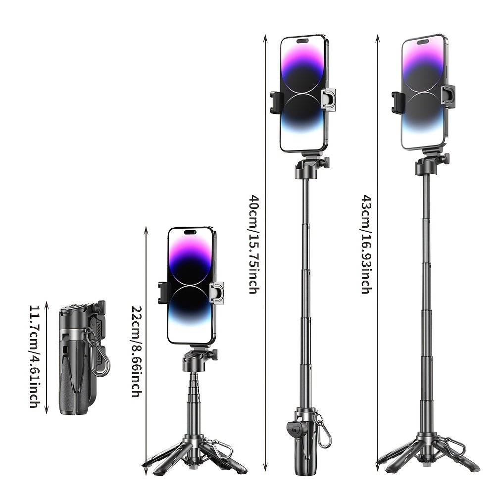 16-inch Extendable Selfie Stick with Wireless Remote, Smartphone Tripod Stand, 360° Rotating, One-Click Expandable, DSLR Style Handle, ABS Waterproof, for iPhone/Samsung/Android, Ideal for Concerts, Travel, Hiking, Live Streaming - Image 6