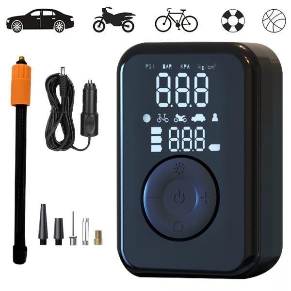 Portable Wireless Car Battery Jump Starter, Tire Inflator, Air Compressor Easily Inflates Tires, LED Display, with Flashlight And Power Bank, High-Capacity Battery. - Image 4