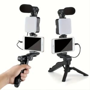 1pc 5-in-1 Smartphone Stabilizer with LED Light - Multi-Purpose Selfie Stick, Portable Handheld Gimbal, Outdoor Interview Lighting Kit, Rotatable Tripod Stand, Flexible Plastic Material