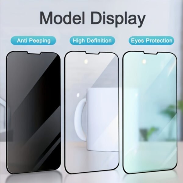 1pc 9D Tempered Glass Screen Protector for iPhone 7/8 Plus/X/XR/XS Max/11/12/14/15/16 Pro Max, Glossy Anti-Peep Full Coverage Privacy Screen Guard with Ultra HD Translucency Technology - Image 3