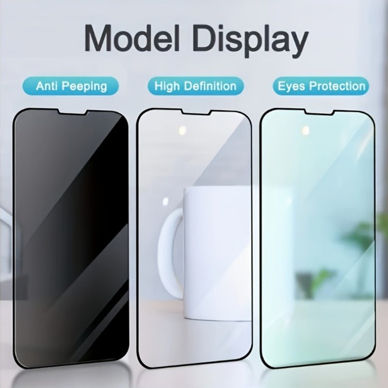 1pc 9D Tempered Glass Screen Protector for iPhone 7/8 Plus/X/XR/XS Max/11/12/14/15/16 Pro Max, Glossy Anti-Peep Full Coverage Privacy Screen Guard with Ultra HD Translucency Technology - Image 3
