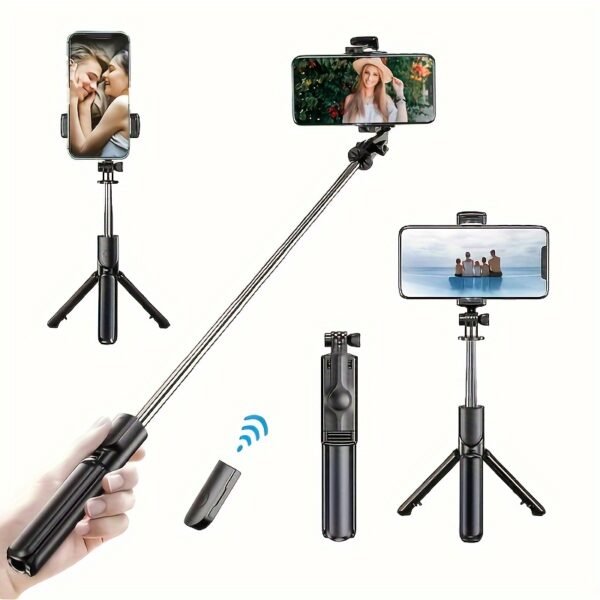 Stainless Steel Selfie Stick Tripod with Wireless Remote, 360° Rotation, Waterproof, Handheld & Tripod Stand Combo, Portable Anti-Shake Monopod for Travel, Live Streaming, and Photography - Image 7