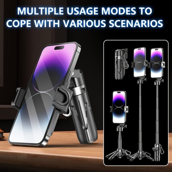 16-inch Extendable Selfie Stick with Wireless Remote, Smartphone Tripod Stand, 360° Rotating, One-Click Expandable, DSLR Style Handle, ABS Waterproof, for iPhone/Samsung/Android, Ideal for Concerts, Travel, Hiking, Live Streaming - Image 7