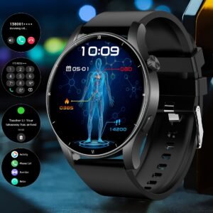 COIUSOR Men'S Smart Watch, 3.53cm TFT Display, IP68 Water Resistant, 360p Wireless 5.0, USB Charging, Long-Lasting 300mAh Lithium Polymer Battery, Call & SMS Reminders, App Notifications, Silicone Strap, Outdoor Fitness Tracker, Flashlight Function, Compa