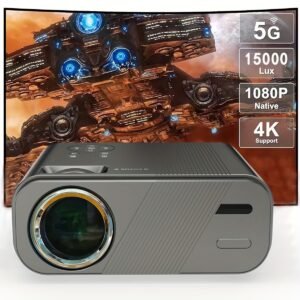 VEXY Full HD 1080P Portable Projector with Wi-Fi and BT 5G, Table Mount Home Theater, LCD Display, 3000+ Lumen, 16:9 Aspect Ratio, Remote Control, Wireless Connectivity, Compatible with HDTV, USB, IOS, Android, European Two-pin Plug, 220-240V Power Supply