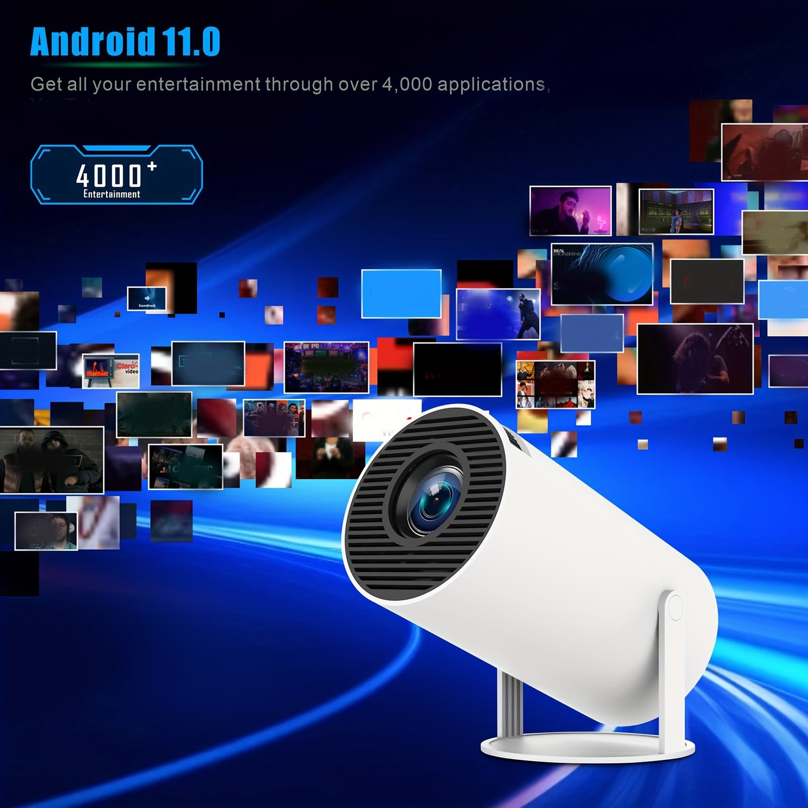 TUOGTCI Portable HY300 Outdoor Projector for Android 11.0 200ANSI WiFi6 Dual Wifi H713 Chip HD 1280*720P Wireless 5.0 Support 4K Hard Decoding Playback HD Video Home Theater Merry Christmas Gift, Best for Christmas - Image 10