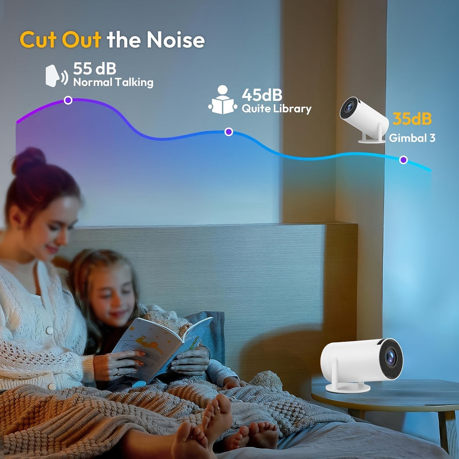 XYA Mini Projector, Compact Projector, Supports 1080P, Automatic Focus with 180 Degree Keystone Adjustment, Projects Up to 3.3meter Screen, Compatible with Laptop, PC, And Smartphone (White) - Image 10