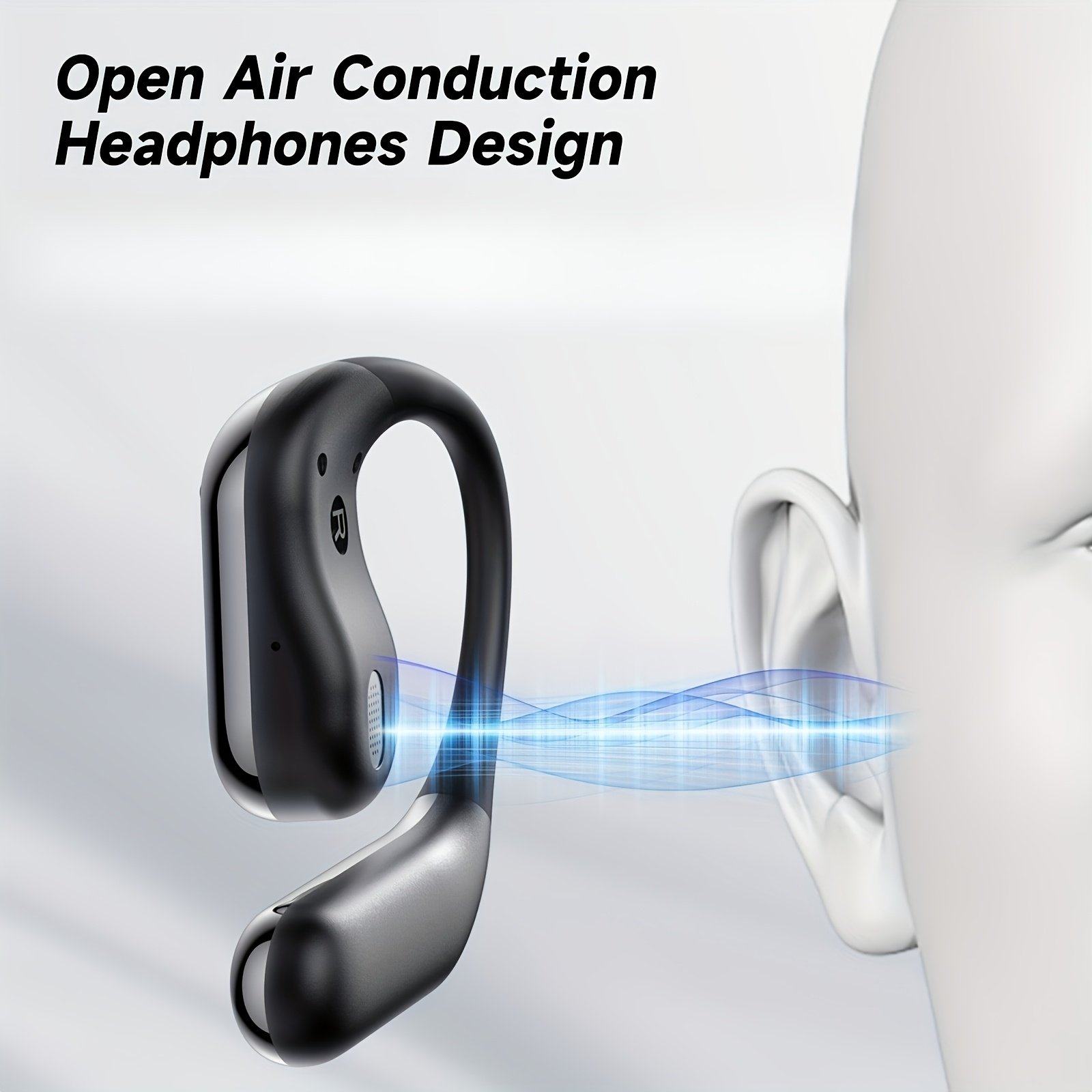 Wireless Headphones with Open Ear Design, Sport Earbuds Featuring Touch Volume Control, Built-In Microphone, And Ear Hooks. They Offer 50 Hours of Playtime And Come with an LED Display Charging Case, Ideal for Running And Fitness, Available in Black And W - Image 13