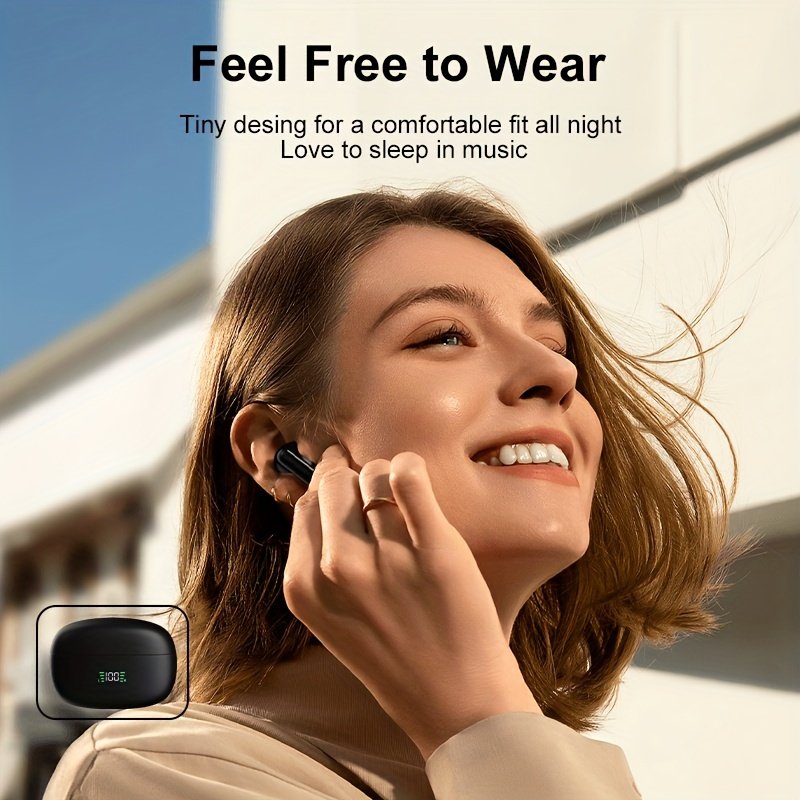 Wireless Headphones, ENC Noise Reduction V5.3 Headphones, 13mm Speaker, 30 Hours Playback Time, Built-in Noise Reduction Microphone, Type-C Fast Charging Box, Stereo for iPhone and for Android, with Digital Display - Image 2