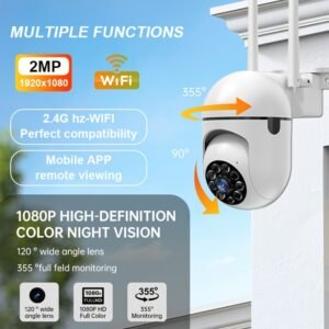 A surveillance camera, two-way intercom home security system, color night vision, AI motion detection, wall hanging, PTZ, two-way audio, application control, USB power supply, support for Wi-Fi, suitable for Christmas and New Year.(charger removed)