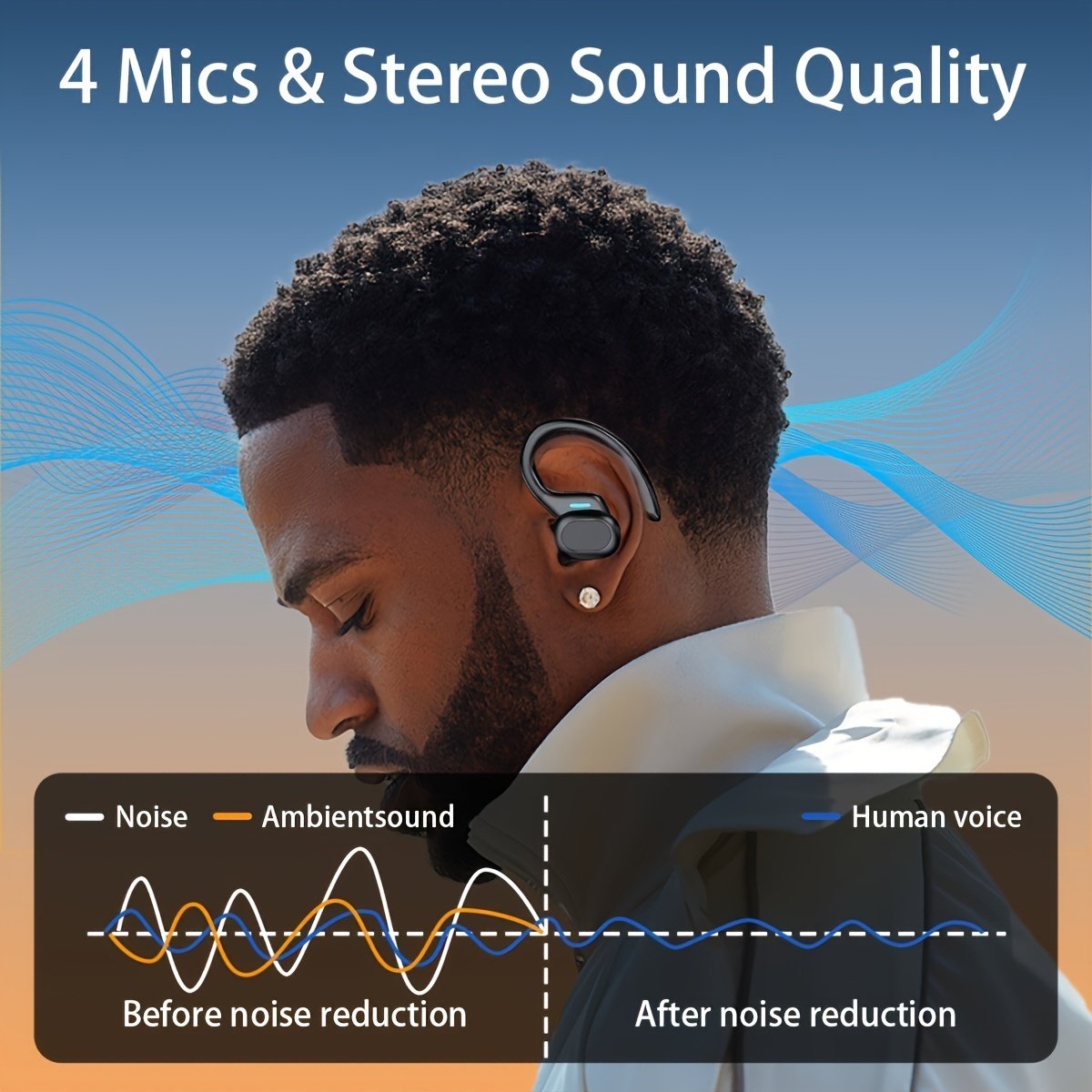 Sleek Red Wireless Earbuds with Noise Cancellation, LED Power Display, Crystal-Clear Bass - USB Rechargeable In-Ear Headphones for Fitness & Home Use, Earbuds Wireless - Image 3