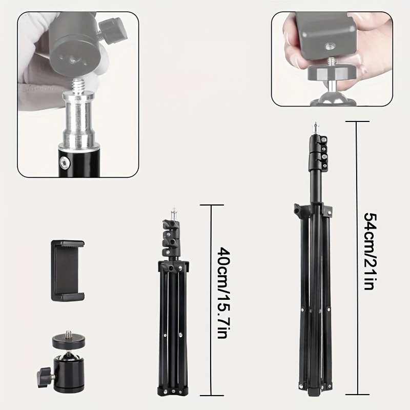 1pc UEGOGO 83.4" Iron Extendable Photography Tripod Stand with 1/4" Screw, Portable Adjustable Tripod for Cell Phone Photography, Video Recording, Live Streaming, Includes Tripod Stand and Phone Clip - Image 5