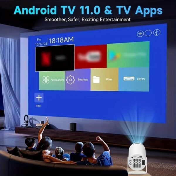 1 Ps-HD-1080P Portable Projector with European Plug - Supports Wireless 6 & Wireless 5.2, High Brightness & Surround Sound, HD 720P Resolution, Auto Focus & 4K Support for Exciting Sports Parties