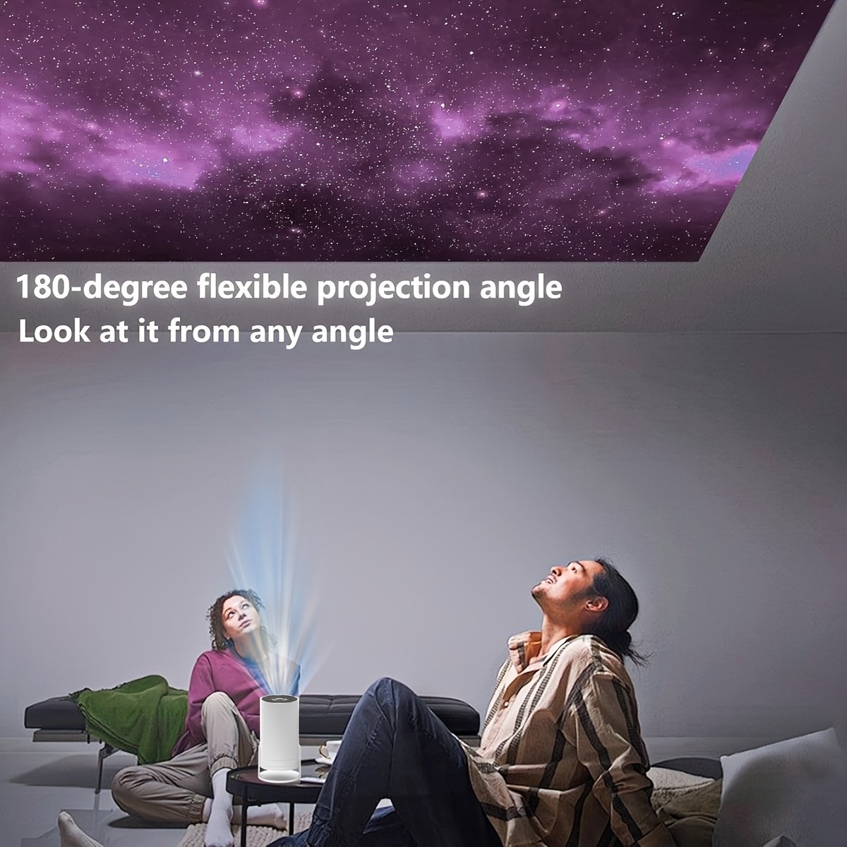 XYA Mini Projector, 1080P HD LCD Display, 4:3 Aspect Ratio, 100-199 Lumens, Table Mount, Remote Control, Auto Keystone, 180° Rotation, 3.3meter Screen, for Laptop/PC/Smartphone, No Battery, C-Plug, White - Image 11