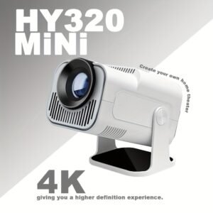 White New HY320 Mini Newly Native 720P Android 11 4K Projector 320ANSI Wifi6 Wireless 5.0 Cinema Portable 180° Rotable Projector