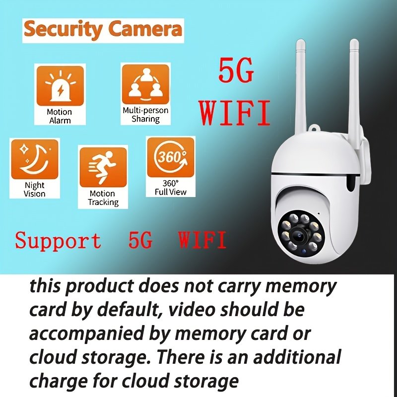 1pc 1080P FHD surveillance camera, wireless indoor/outdoor camera, two-way talk, 355° panoramic view, two-way audio, only support 2.4GHz network, motion tracking function, color night vision, suitable for Youngsters, elderly and pets, (charger removed) - Image 3