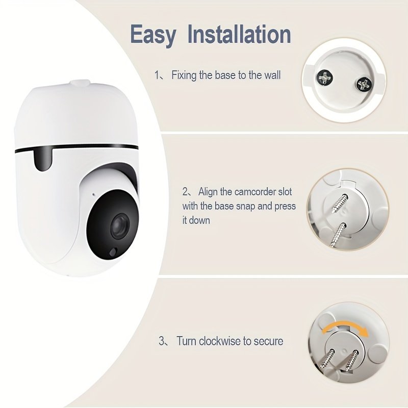 1pc YIIYRY Smart Home Security camera - Wireless, remote viewing mobile app, automatic tracking, color night vision, USB power, baby monitor, suitable for babies, babysitters, home monitoring, does not include SD card - Image 9