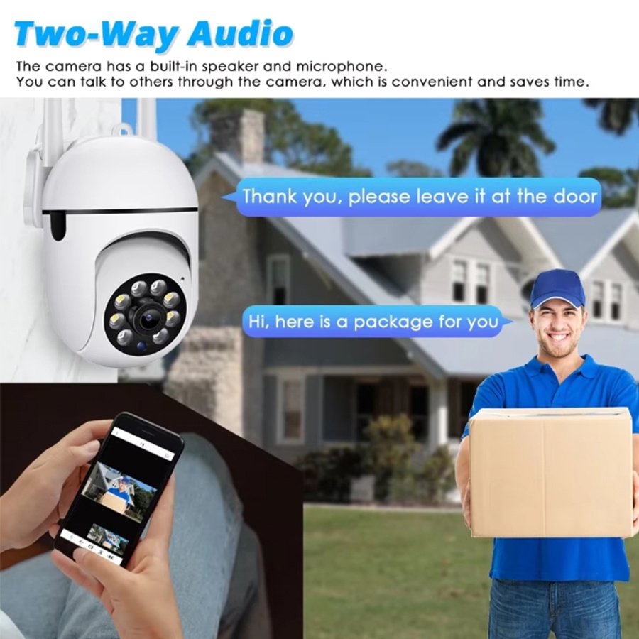 OIMLYO 1080P HD WiFi Security Camera with Full-Color Night Vision, Two-Way Audio, Motion Tracking - Indoor/Outdoor Wireless Cam with Pan/Tilt/Zoom, Remote Viewing via Smartphone, No Battery Needed, Wireless Outdoor Security Camera - Image 3