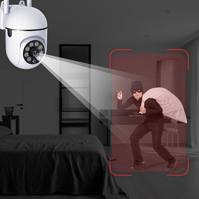 JOOAN 200W Ultra HD Dual-Camera PTZ Outdoor Security Camera - Wireless IP, 1080P FHD with 2.4G WiFi, Dual-Screen Display, Auto-Tracking, Night Vision, Two-Way Audio, Motion Detection, 360° Full View, for Home & Street Safety