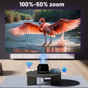 4K Projector 4K Compatible, Full HD Professional High-Quality Intelligent Projector, Projector with Wifi Connection for Smart Android And Ios Phones, Laptop, Office Projection, Bedroom Projection