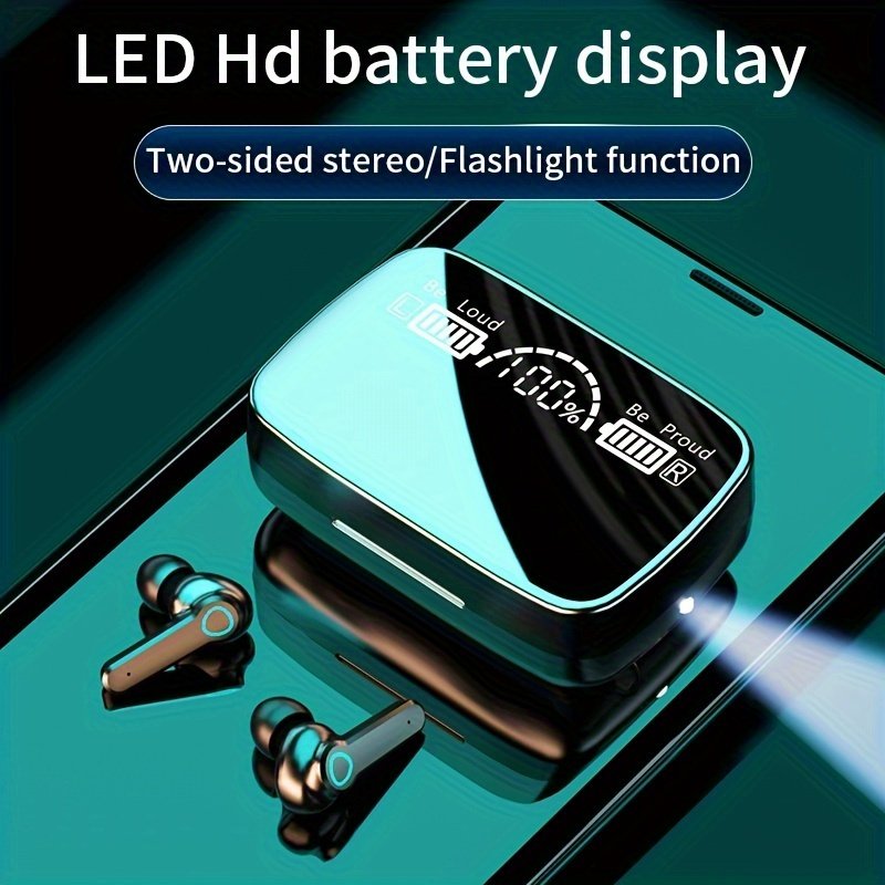 TWS Wireless Headset with Large Capacity Charging Case, Long Battery Life, LED Power Display, Flashlight, Compatible with All Smartphones - Ideal for Students, Men, Women, Birthday and Holiday Gifts, Earphones, Headphones - Image 2