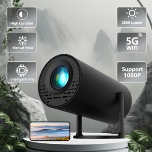 HY300 Mini Projector - HD 720P, Dual-Band WiFi, 4K Support, Keystone Correction for Office, Home Theater & Parties - Perfect Gift for Christmas & Birthdays