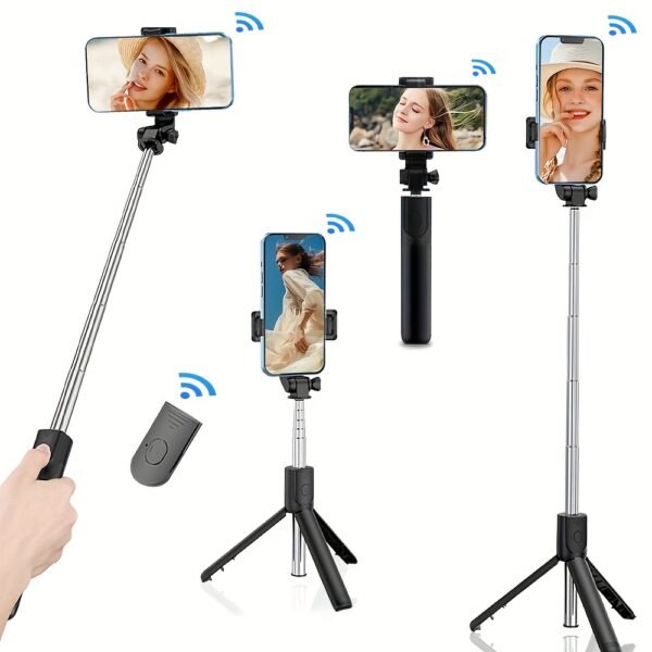 Versatile 3-in-1 Mobile Phone Selfie Stick Tripod with 360° Rotation - Ideal for Photography, Vlogging & Live Streaming | Compact, Lightweight & Travel-Friendly with Wireless Remote, Anti-Shake Feature, Compatible with All Smartphones, Selfie Stick for Ph - Image 3
