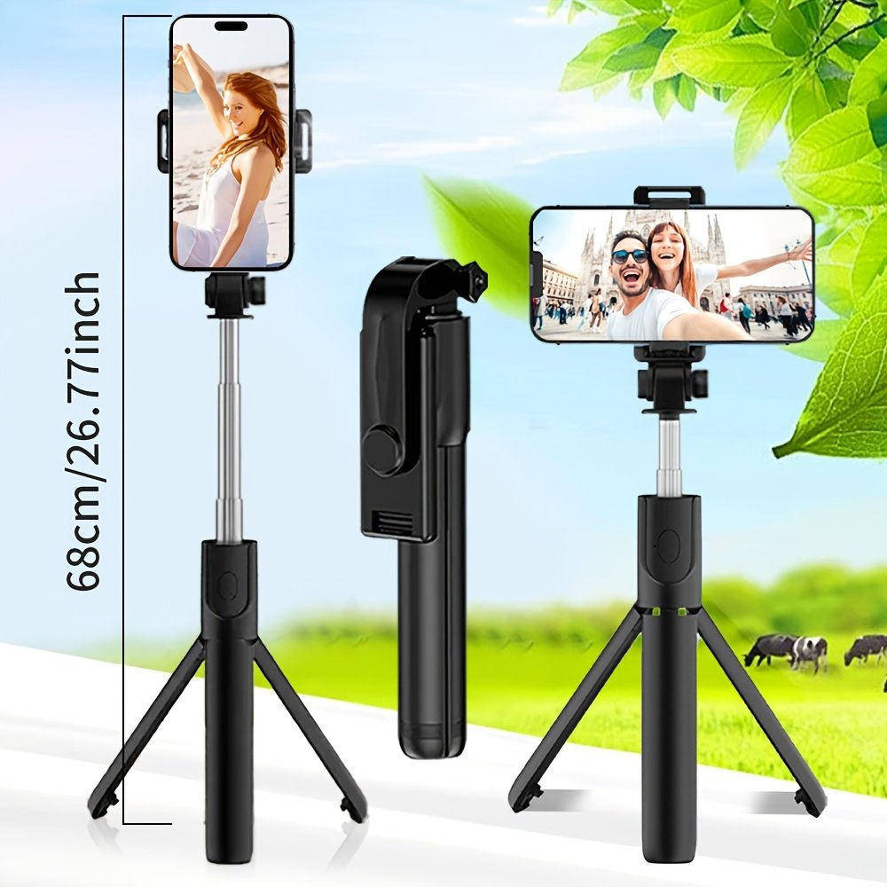 1pc Selfie Stick with Wireless Link Function, 360-degree Rotation, Mobile Phone Tripod, Video Shooting, Anti-slip and Anti-shake, Essential Shooting Tool for Travel - Image 4