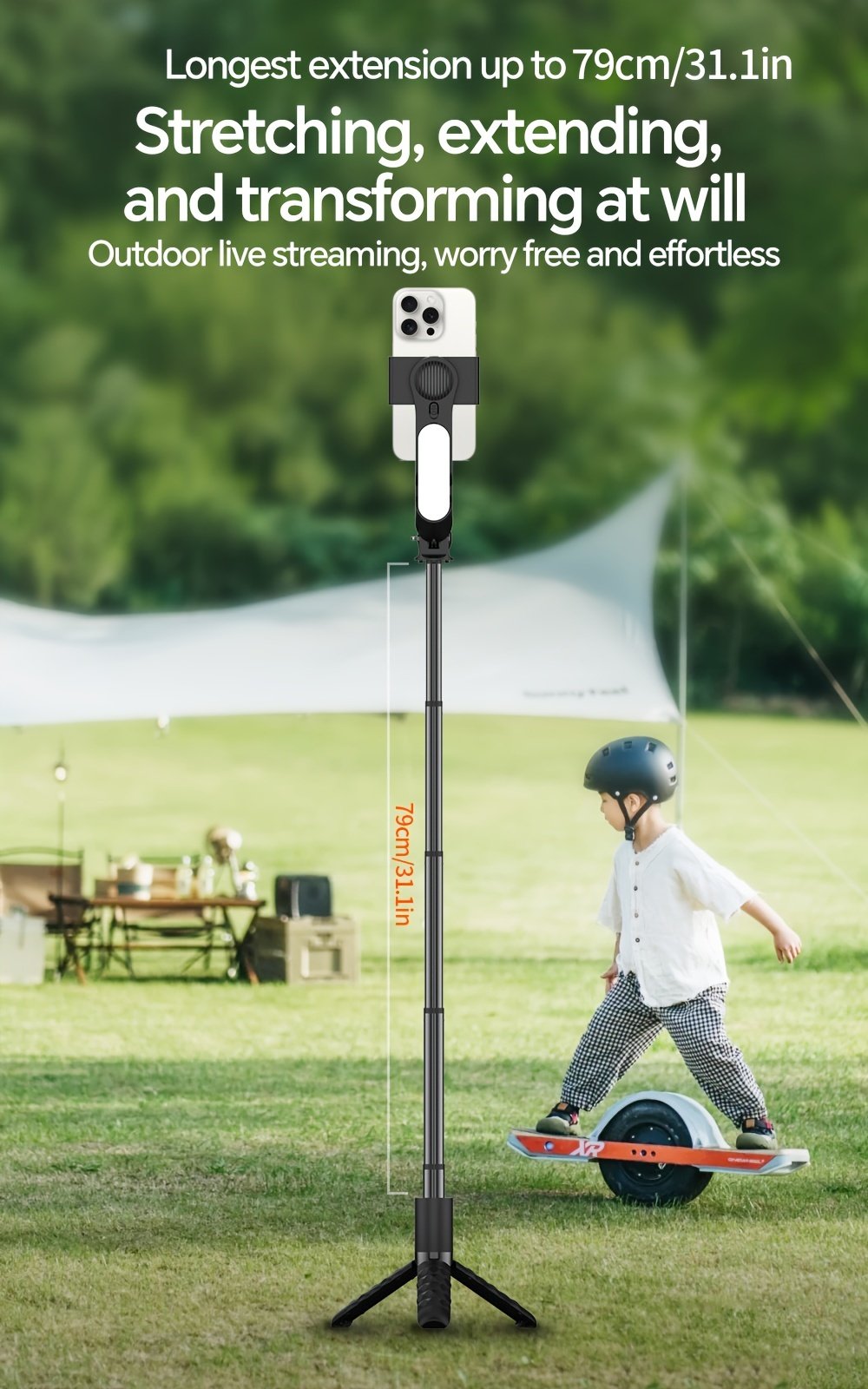 1pc Desiontal A6 1-Axis Handheld Gimbal Stabilizer with Wireless Remote, LED Beauty Light, Tripod Mount, Retractable Folding Selfie Stick for iPhone/Android - USB Charging, ≤36V, 400mAh Lithium Polymer Battery, ABS Material - Image 17