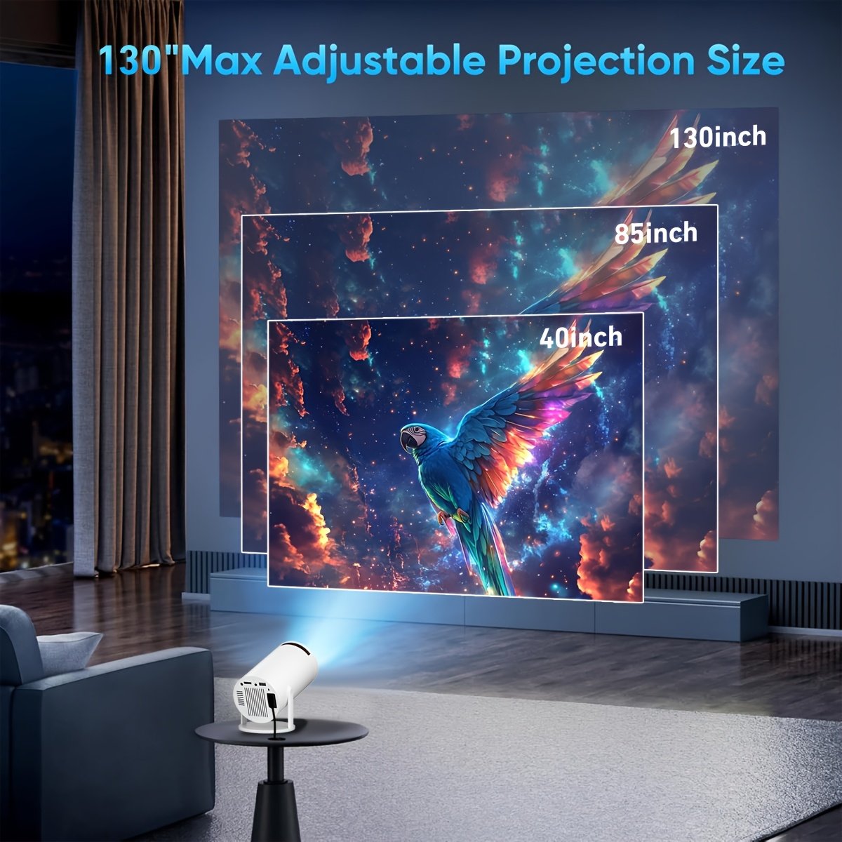 Portable Hd720P LCD Projector, Android 12, 16:9 Aspect Ratio, 100-199 Lumens, 3D-Ready, with USB Power, Remote Control, for Both Home Entertainment And Office Use, No Battery Required - Image 4