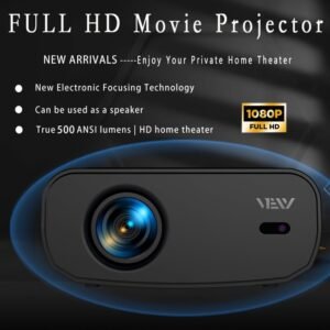 VEXY 1080P Full HD Projector with WiFi 6 and Wireless Two-way, 500ANSI Lumens, Support 4K Decoding, Movie Video Home Theater Projector, Maximum 7.62 meter Display, Electric Focus, Compatible with iOS/Android/TV Stick/HDTV/USB/Laptop/Desktop/Smartphone