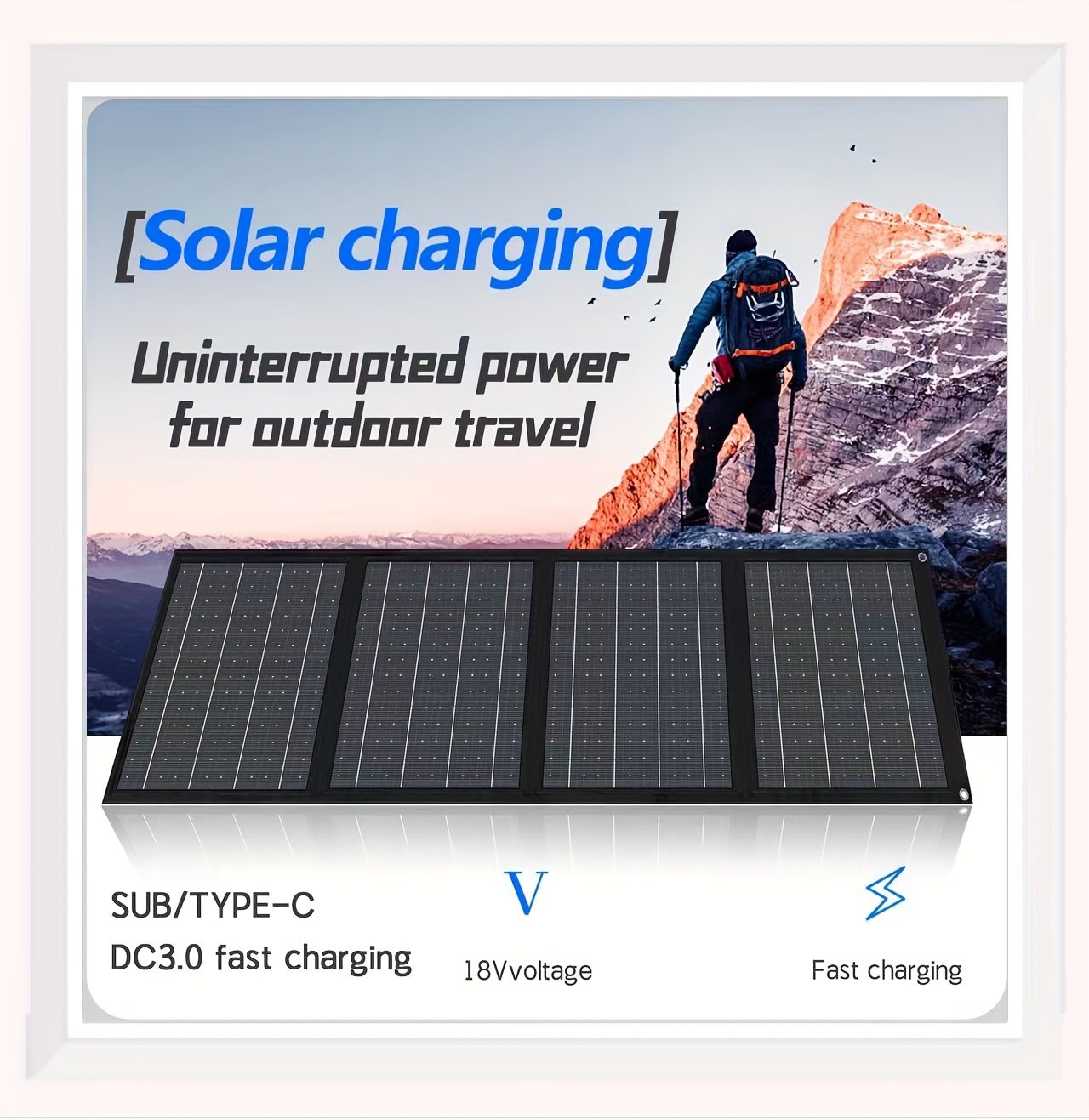 65W Solar Charger - Lightweight, Portable & Foldable with Carabiner Clip for Mobile Phones - Image 6