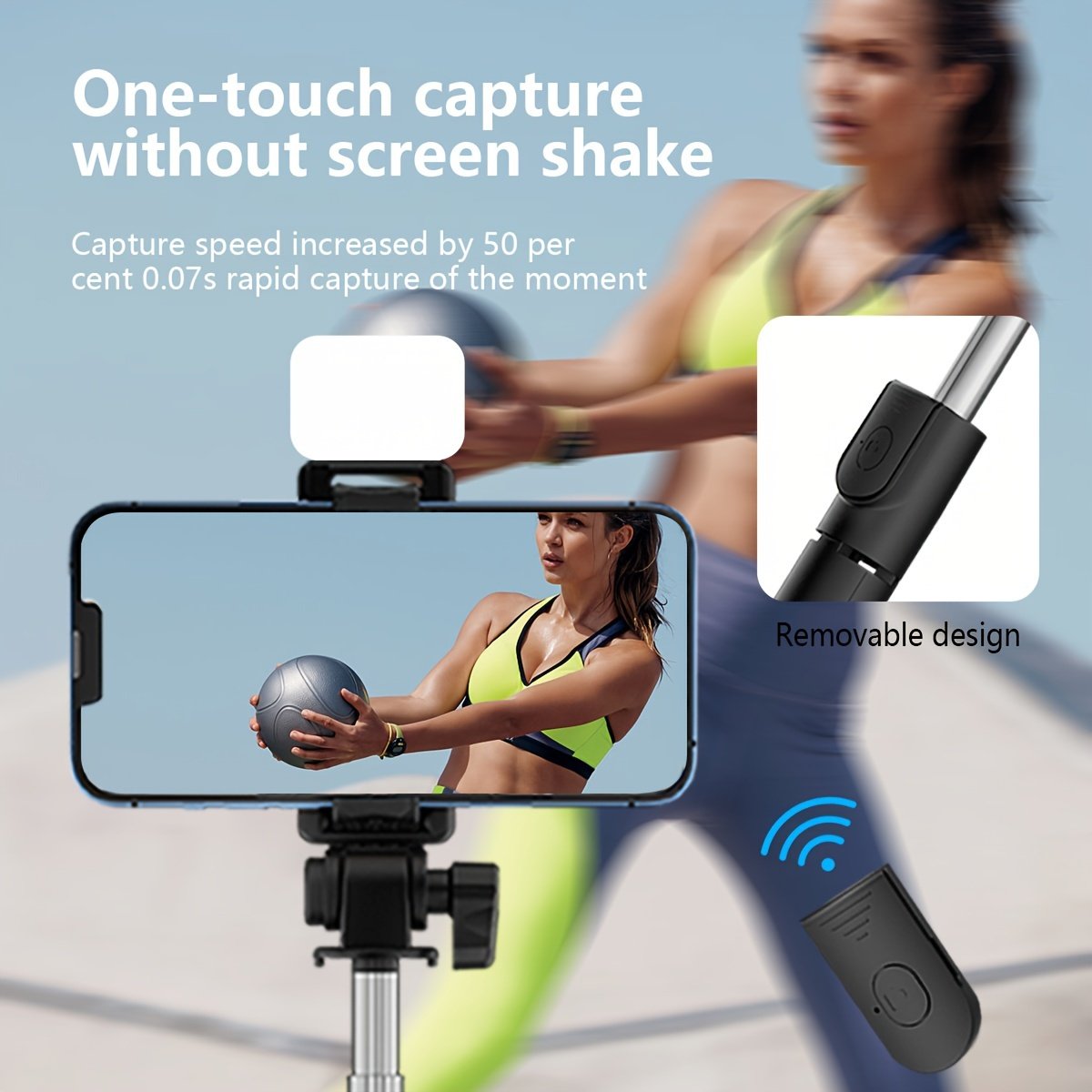 Selfie Stick with Tripod Stand, Portable Wireless Remote Control, 36V Battery Operated, Mini Size for Travel, Essential for Mobile Photography and Videography - Image 13