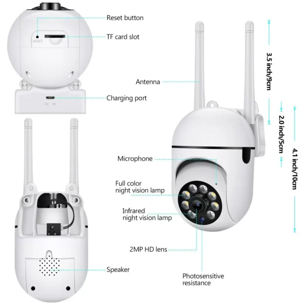 5MP Wifi Video Surveillance Camera 5G CCTV PTZ IP Camera Smart Human Tracking 4X Zoom Night Vision Full Color Outdoor Waterproof - Image 17