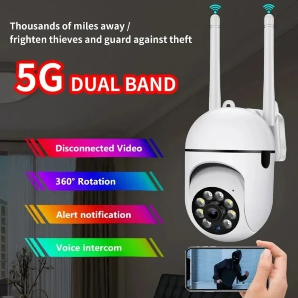 5G Wifi Video Surveillance Camera 5MP CCTV PTZ IP Camera Smart Human Tracking 4X Zoom Night Vision Full Color Outdoor Waterproof - Image 5