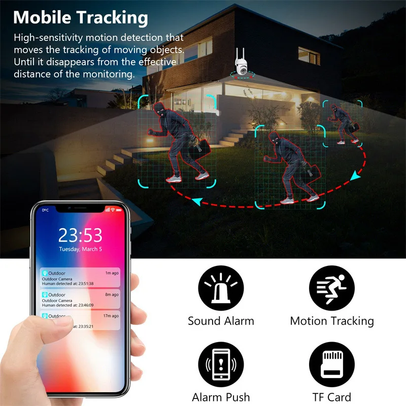 1MP WiFi Camera 2.4G Security Surveillance PTZ IR Night Vision Motion Detection Home Security Camera with 2 Antennas for Child - Image 5