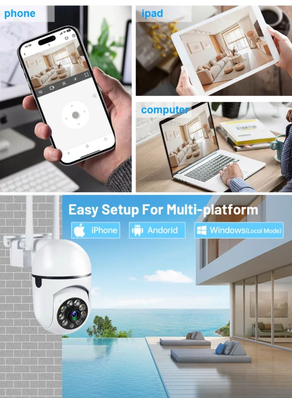 8MP Wireless Security Surveillance PTZ Camera Wifi IP Outdoor 4X Zoom Cameras AI Human Tracking Two-way Audio HD Night Color Cam - Image 13