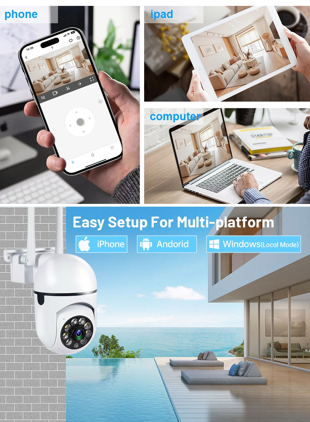 8MP Wireless Security Surveillance PTZ Camera Wifi IP Outdoor 4X Zoom Cameras AI Human Tracking Two-way Audio HD Night Color Cam - Image 13