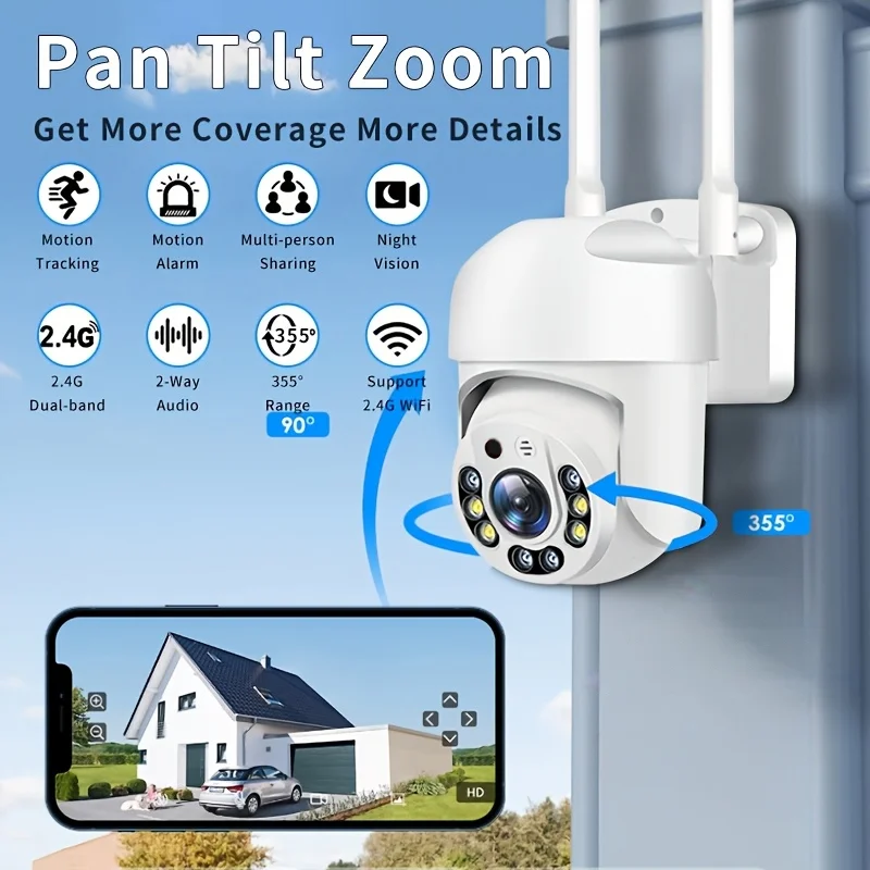 2MP WiFi Smart CCTV Outdoor Wireless Video Surveillance PTZ Camera Yiiot 360 IP Home CCTV Network Security WiFi Camera - Image 2
